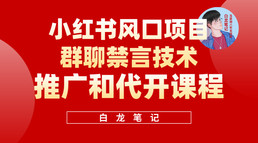 小红书风口项目日入300 ，小红书群聊禁言技术代开项目，适合新手操作-梓川副业网-中创网、冒泡论坛优质付费教程和副业创业项目大全