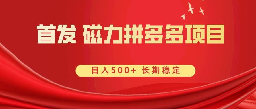 首发 磁力拼多多自撸  日入500-梓川副业网-中创网、冒泡论坛优质付费教程和副业创业项目大全
